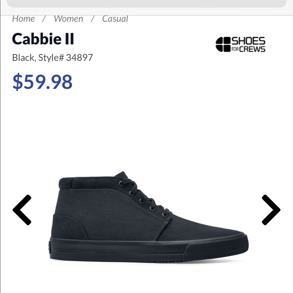 Womens Size 7-7.5 Black Non-Slip Shoes For Crews Sneakers